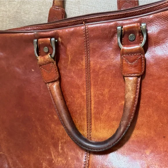Custom made brown leather laptop bag